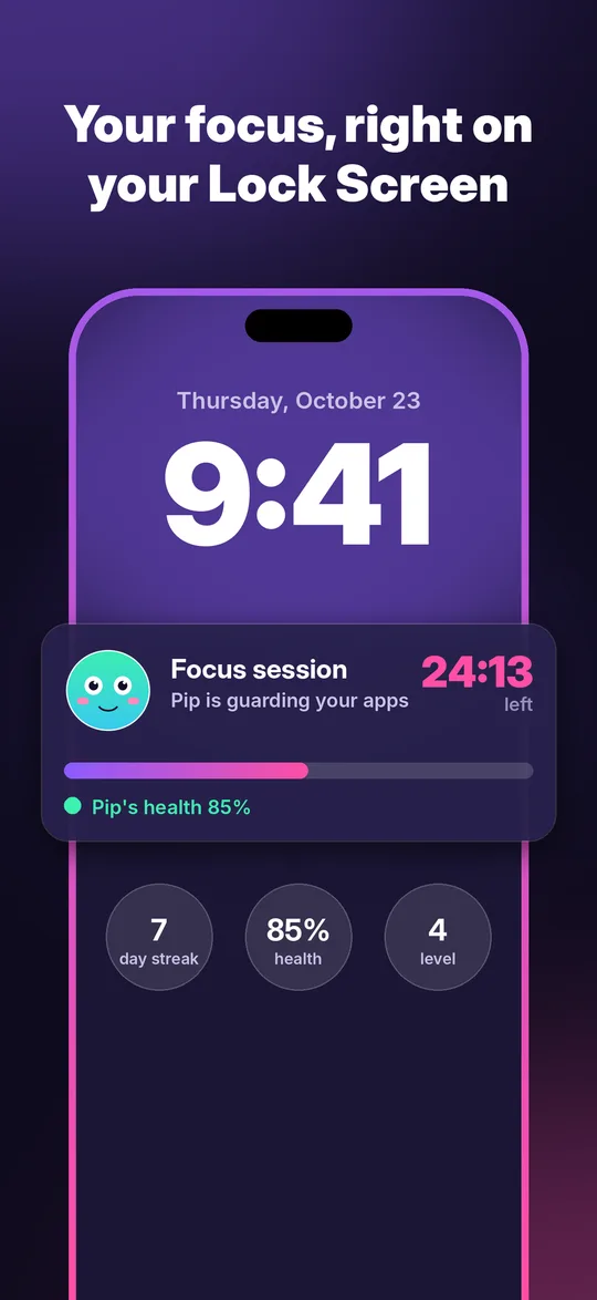 A focus session on the Lock Screen